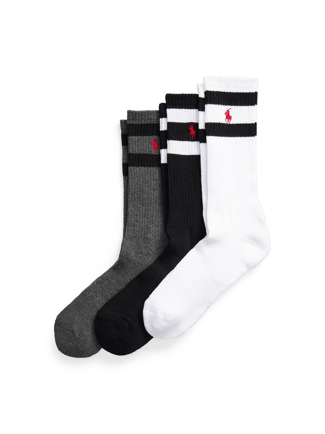 

Polo Ralph Lauren Men Pack of 3 Striped Calf-Length Socks, White