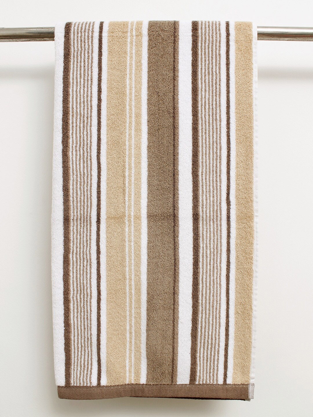 

AVI Living Beige & White Striped Cotton 550 GSM Bath Towel