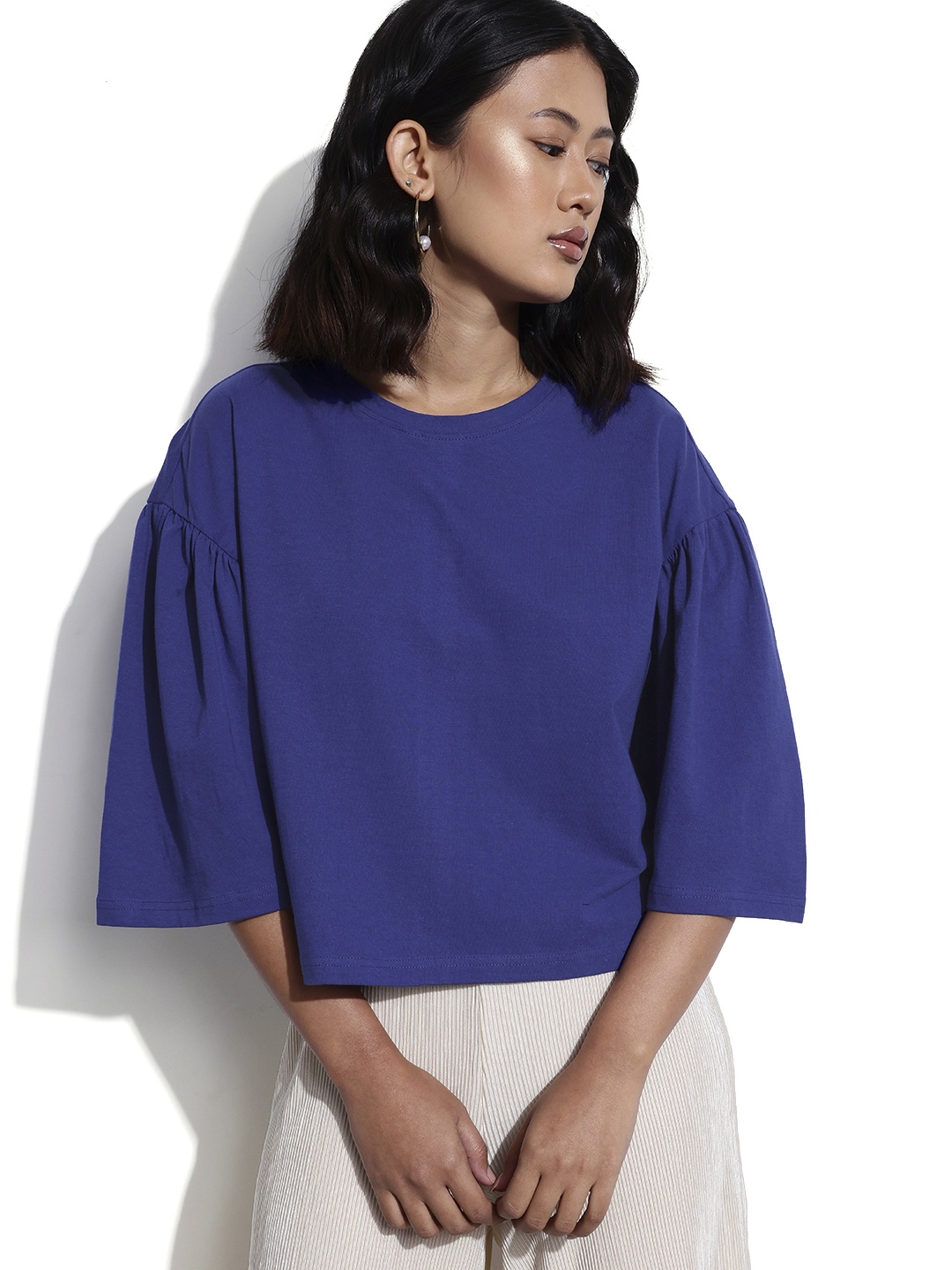 

DressBerry Breezy Blues Box Out Crop Top, Blue