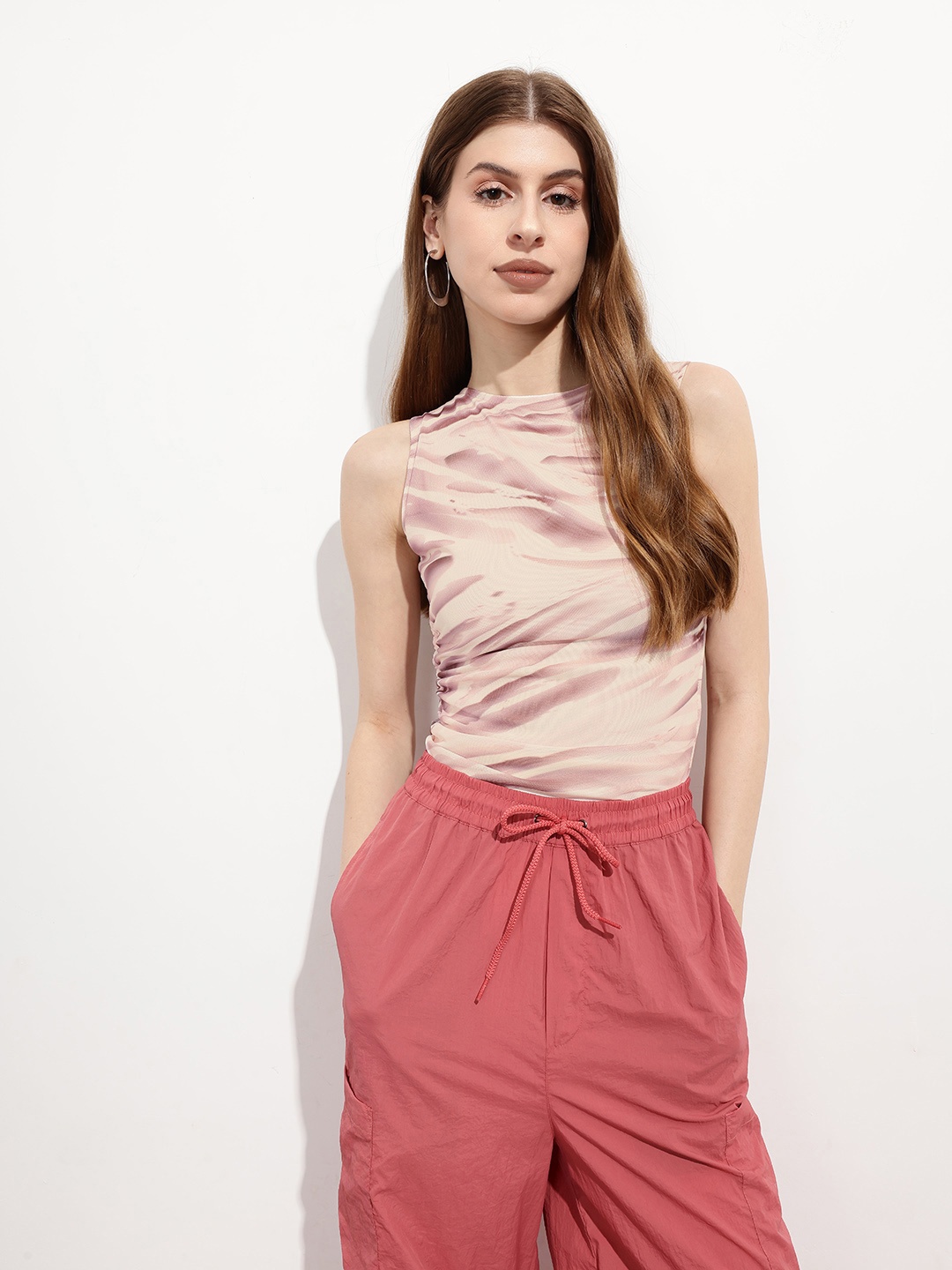 

DressBerry Whispering Winds Sculpted Drapes Mesh Bodysuit, Off white