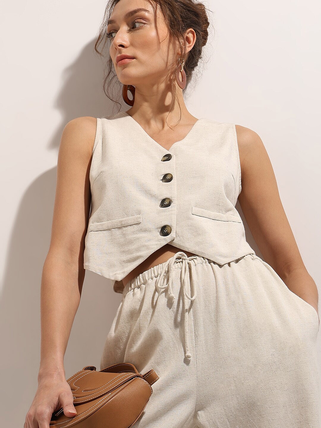 

Vero Moda V-Neck Sleeveless Waistcoat, Beige