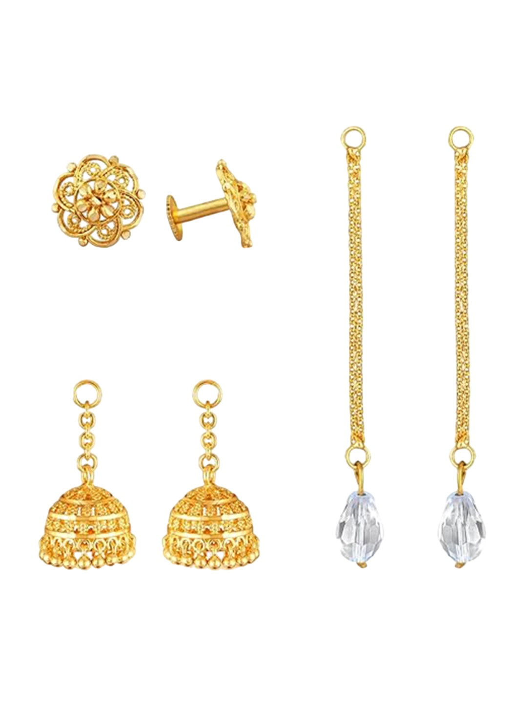 

Vighnaharta Set Of 3 Gold-Plated Contemporary Drop Earrings