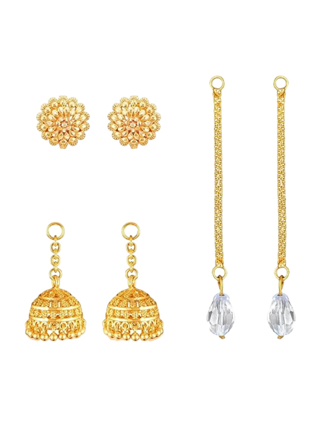 

Vighnaharta Gold-Plated Contemporary Removable Stud Chain Jhumkas