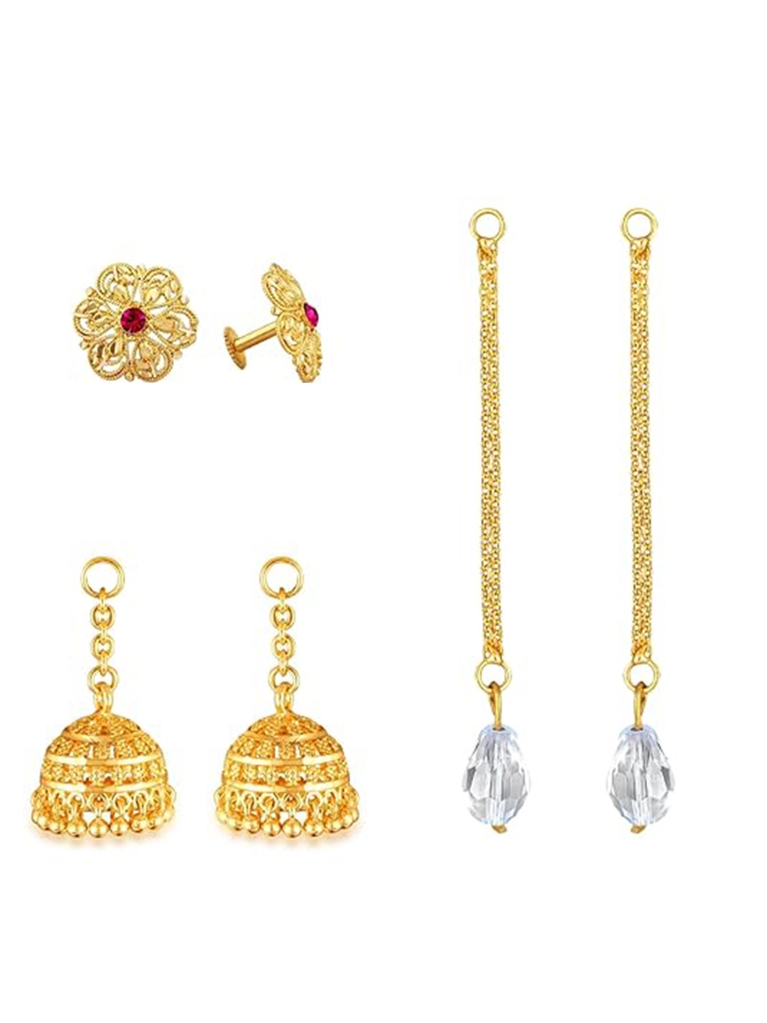 

Vighnaharta Set Of 3 Gold-Plated Drop Earrings