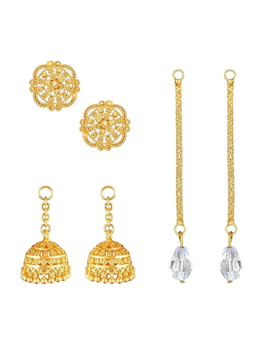 

Vighnaharta Set Of 3 Gold-Plated Contemporary Drop Earrings