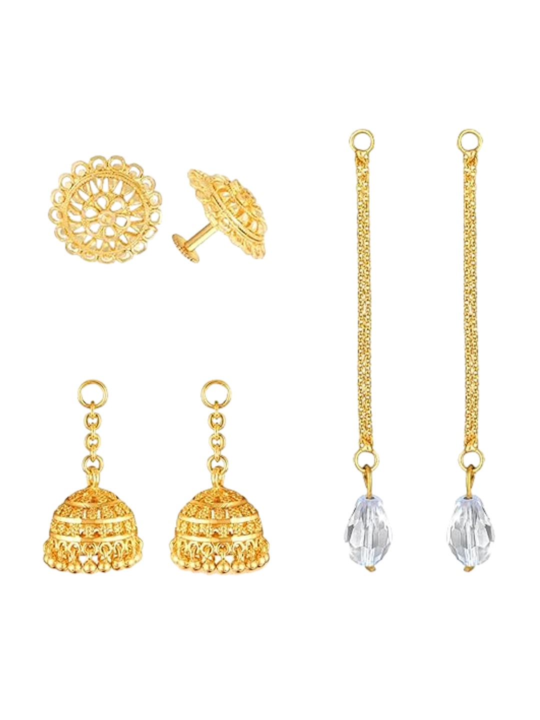 

Vighnaharta Set Of 3 Gold-Plated Beaded Contemporary Drop Earrings