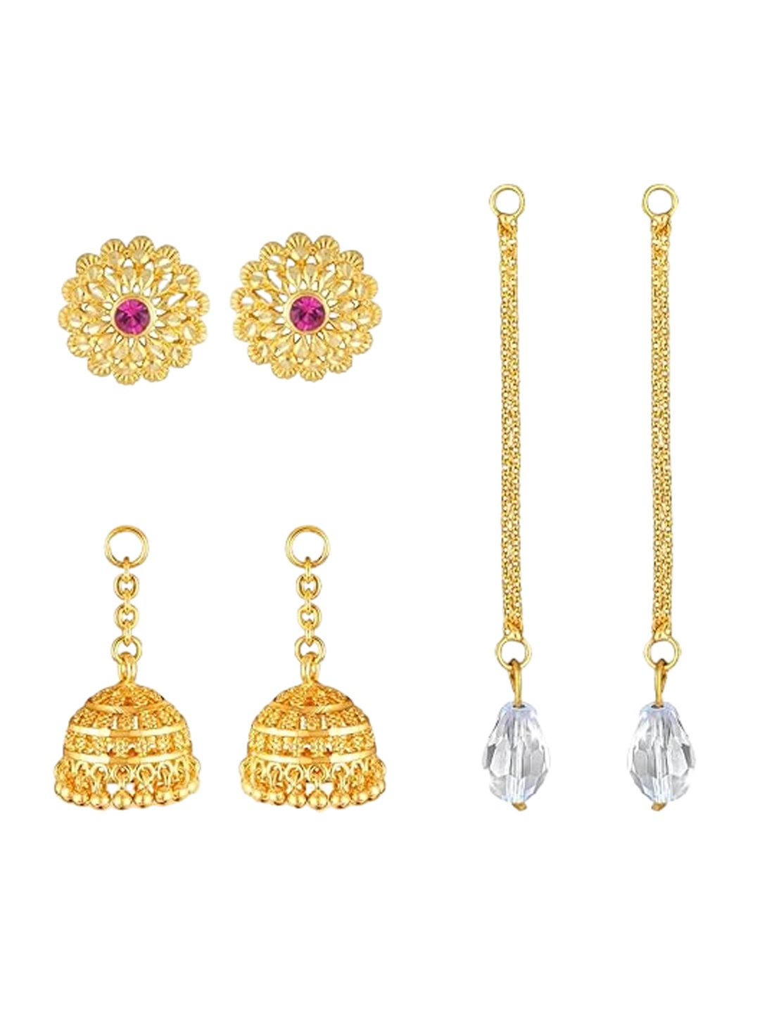 

Vighnaharta Set of 3 Gold Plated Drop Earrings