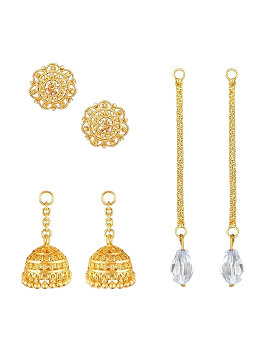 

Vighnaharta Gold-Plated Contemporary Removable Stud Chain Jhumkas