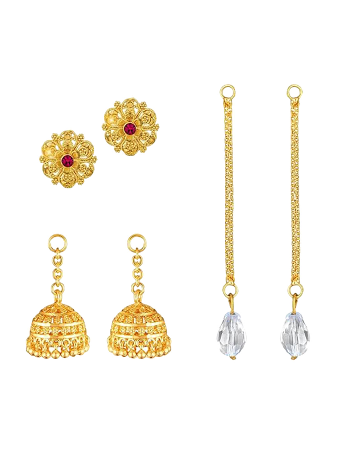 

Vighnaharta Set Of 3 Gold-Plated Drop Earrings