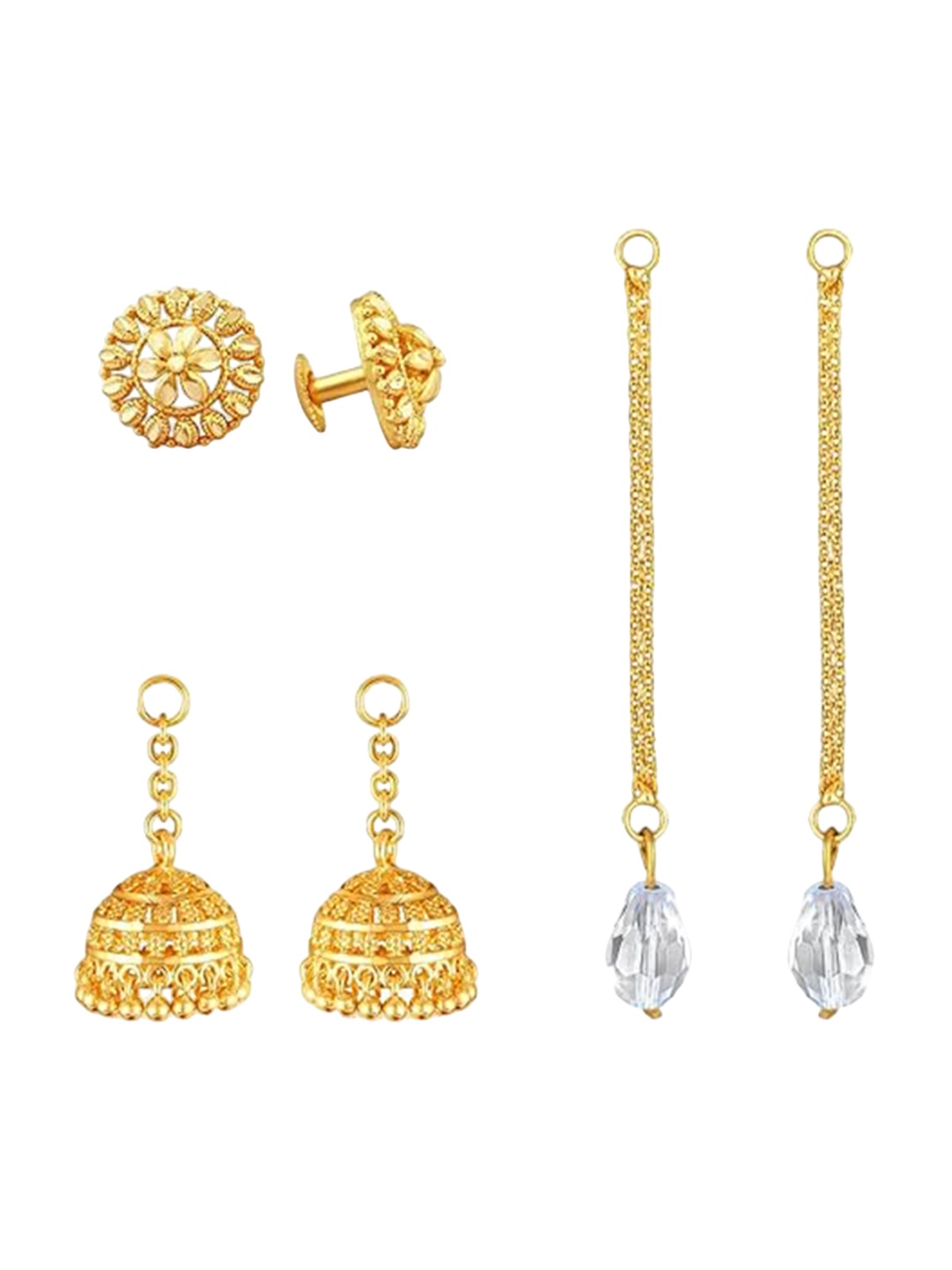 

Vighnaharta Set Of 3 Gold-Plated Drop Earrings