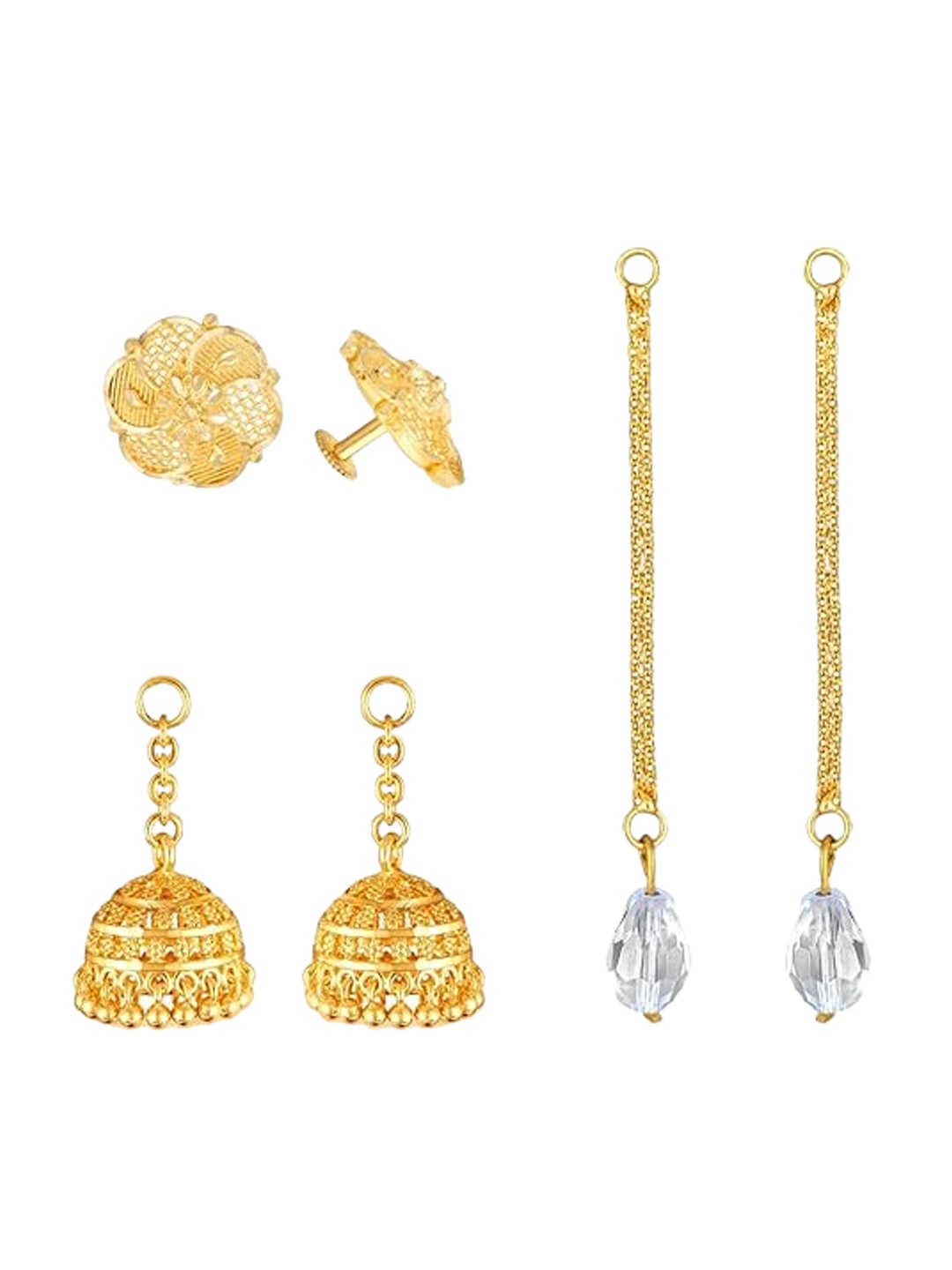 

Vighnaharta Gold-Plated Contemporary Removable Stud Chain Jhumkas