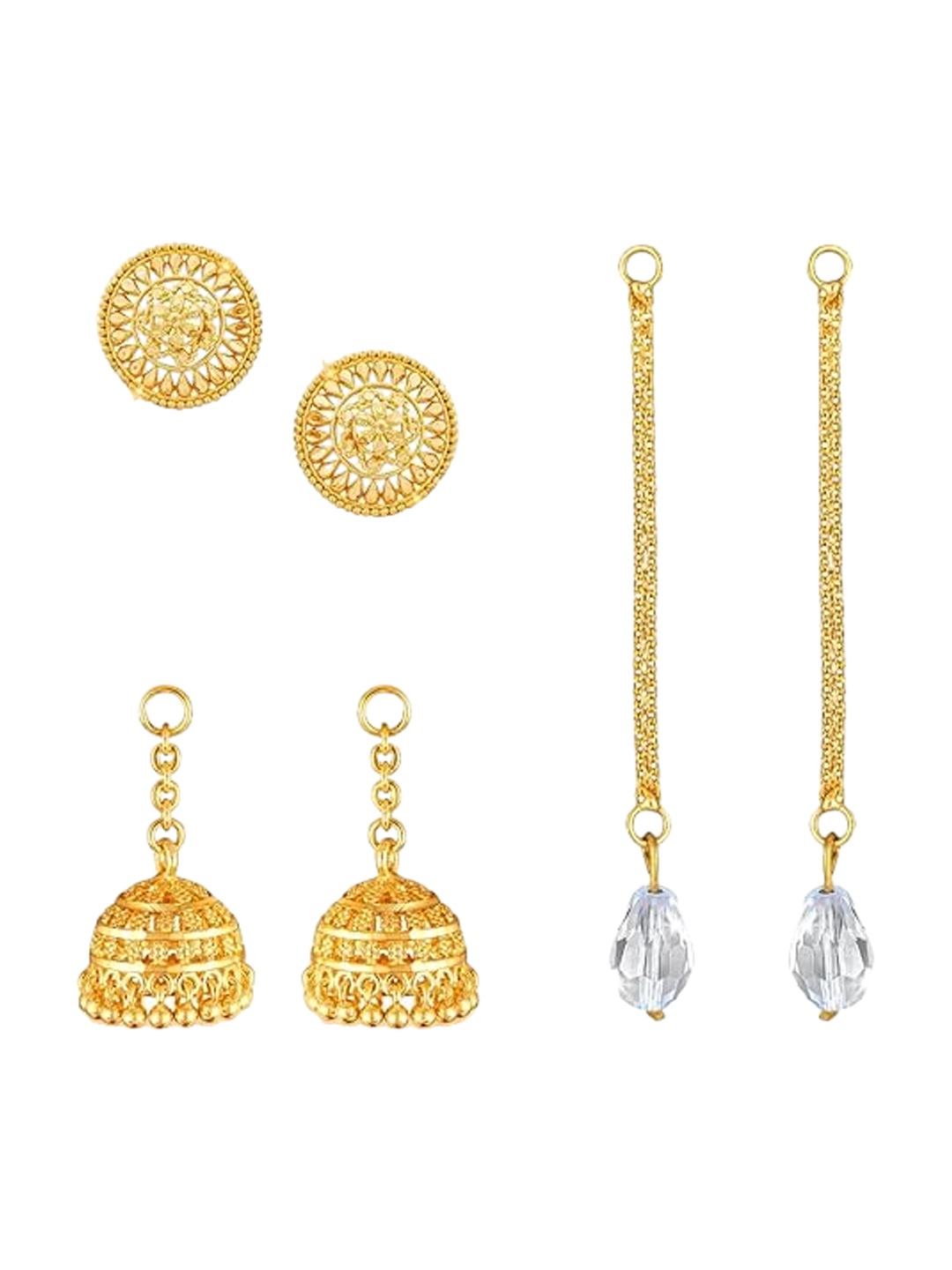 

Vighnaharta Set Of 3 Gold-Plated Contemporary Drop Earrings