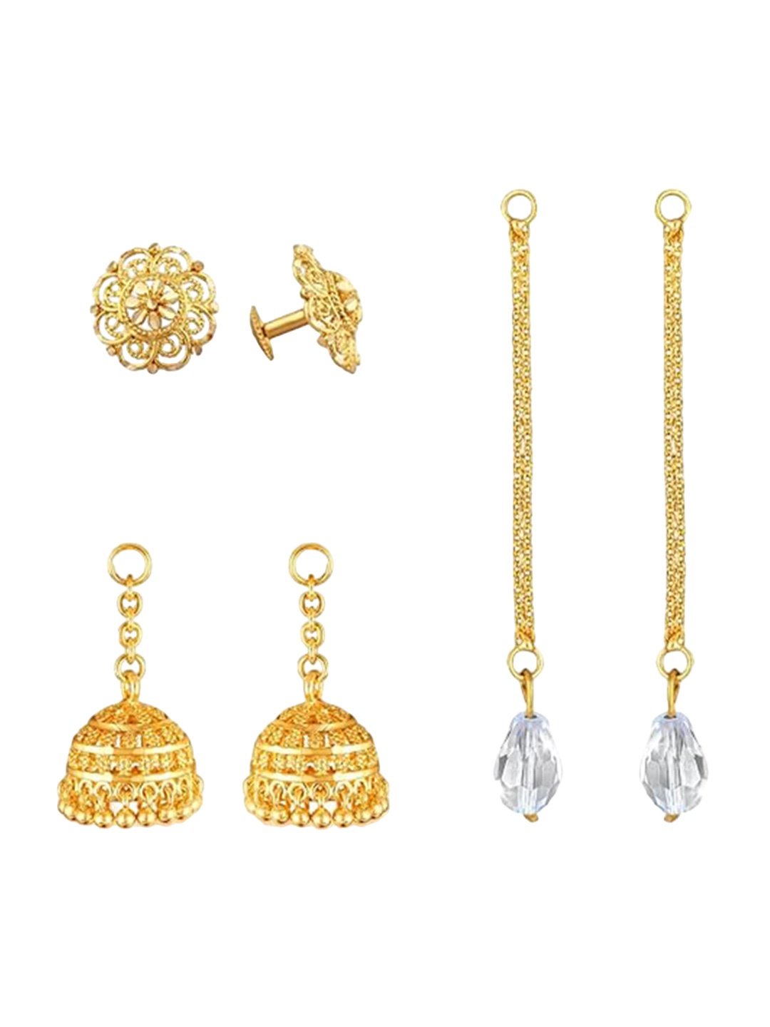 

Vighnaharta Set Of 2 Gold Plated Contemporary Jhumkas