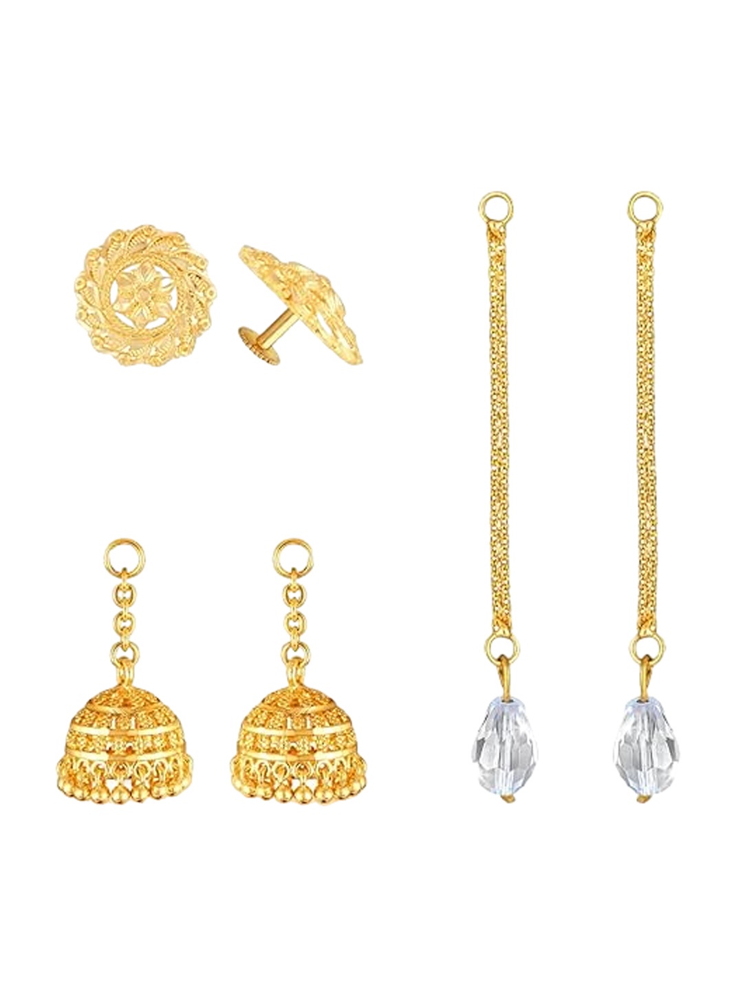 

Vighnaharta Set Of 2 Gold Plated Contemporary Drop Earrings