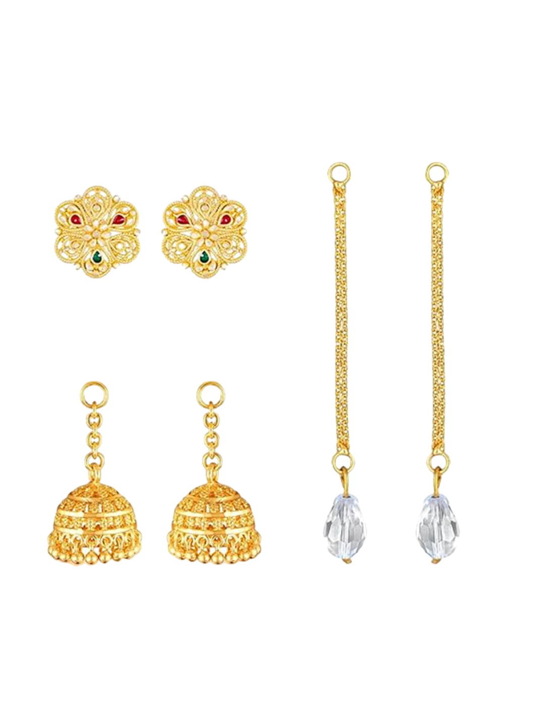 

Vighnaharta Set Of 3 Gold-Plated Drop Earrings