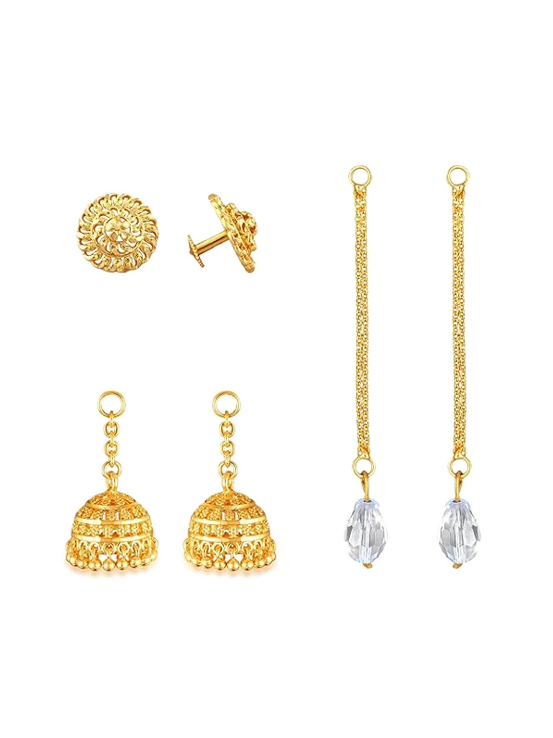 

Vighnaharta Set Of 3 Gold-Plated Contemporary Drop Earrings