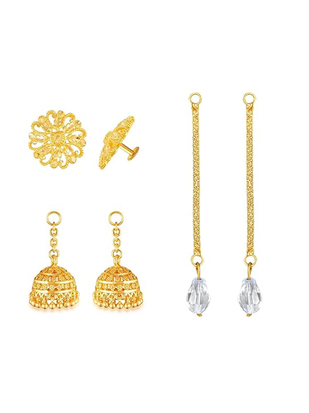 

Vighnaharta Set Of 3 Gold-Plated Contemporary Drop Earrings