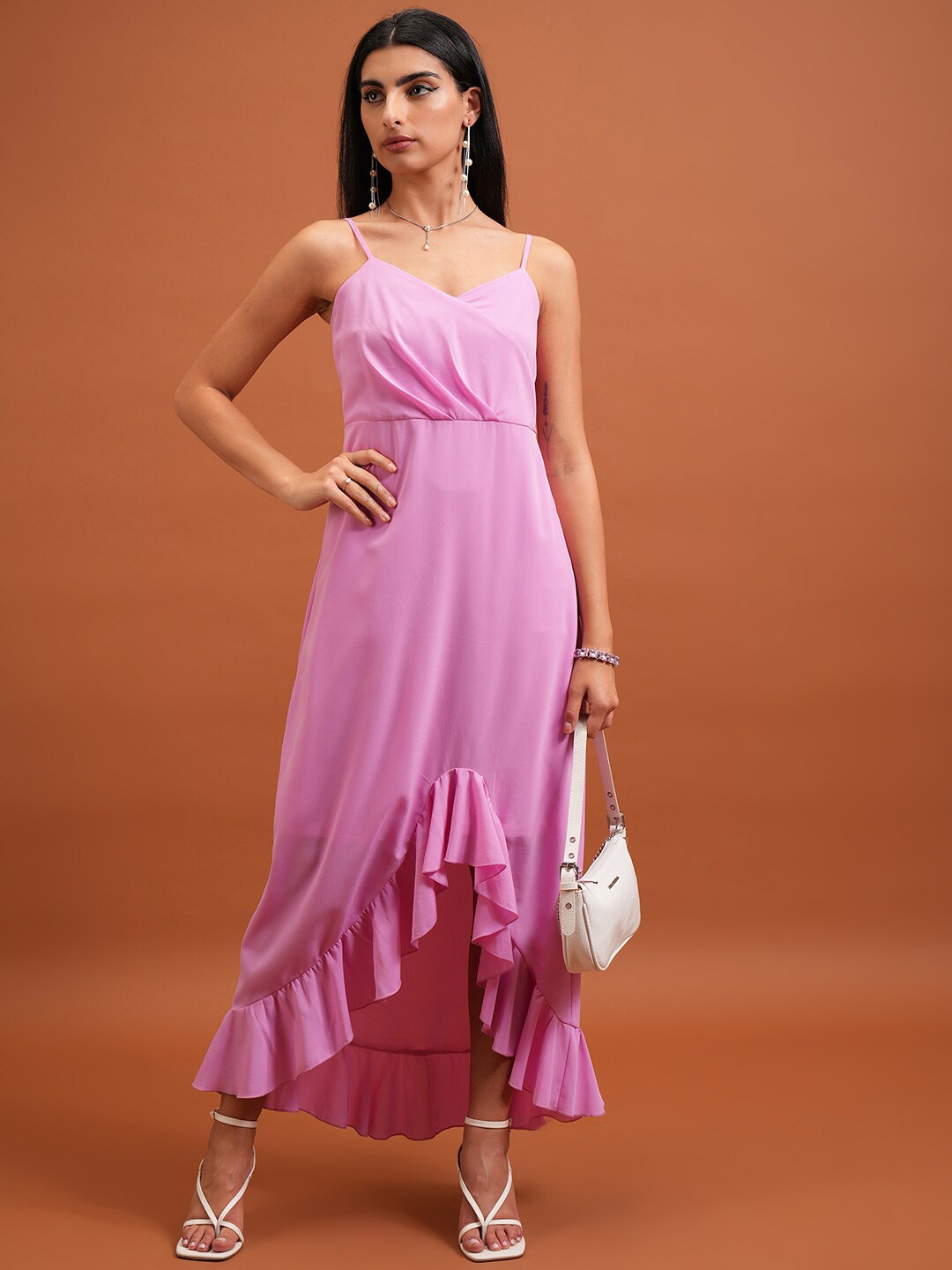 

Tokyo Talkies Pink Shoulder Straps Maxi Dress