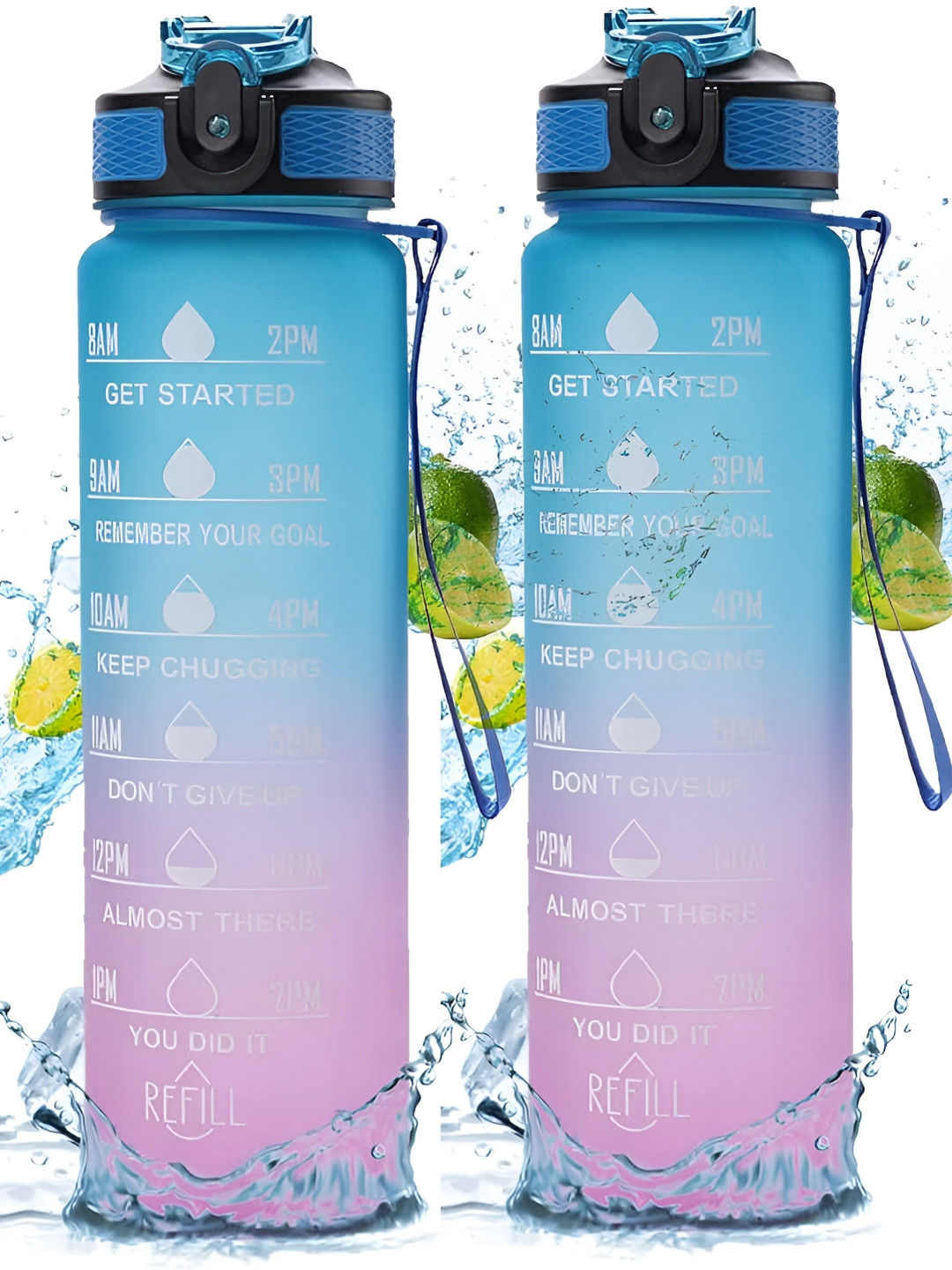 

2Mech Blue & Pink 2 Pcs Water Bottles 1 L Each