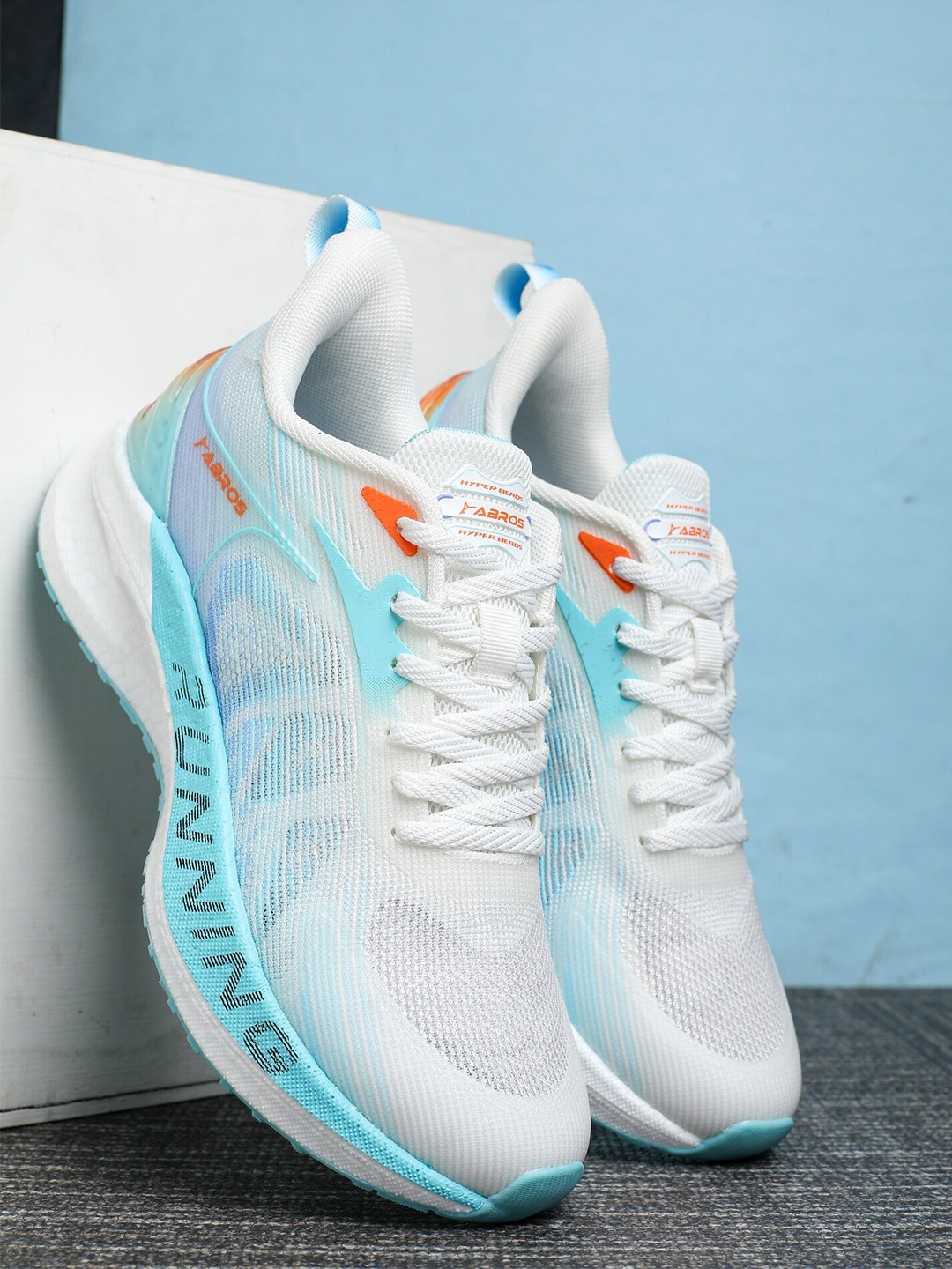 

ABROS Men Mesh Running Shoes, Off white