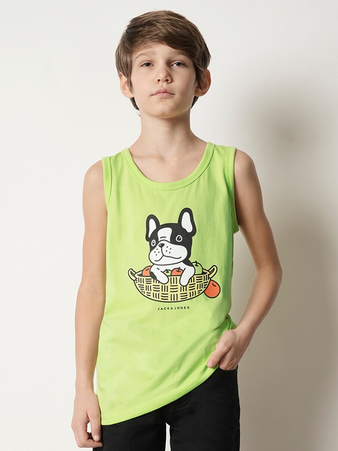 

Jack & Jones Junior Boys Typography Printed Pure Cotton T-Shirt, Green
