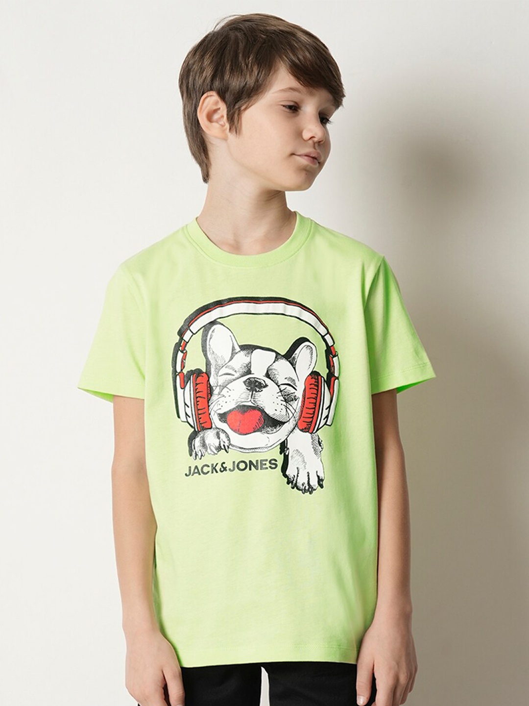 

Jack & Jones Junior Boys Graphic Printed Pure Cotton T-Shirt, Green