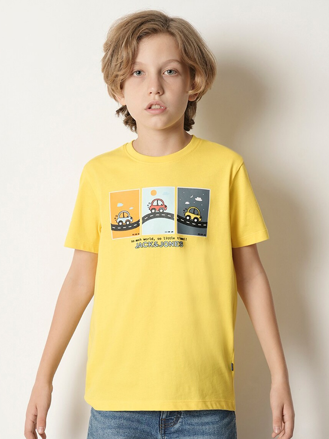 

Jack & Jones Junior Boys Graphic Printed Pure Cotton T-shirt, Yellow