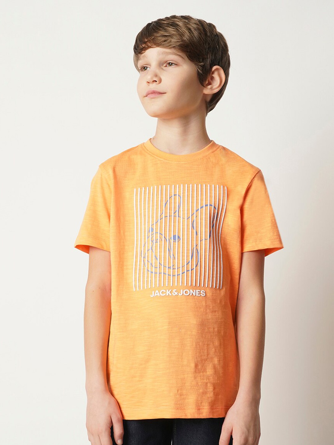 

Jack & Jones Junior Boys Typography Printed Pure Cotton T-shirt, Orange