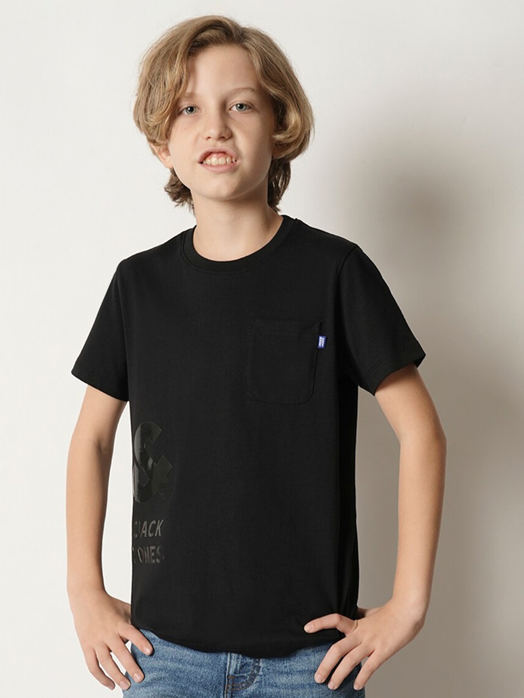 

Jack & Jones Junior Boys Round Neck Pure Cotton T-Shirt, Black