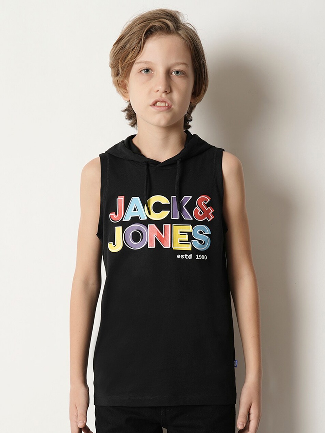 

Jack & Jones Junior Boys Typography Printed Pure Cotton T-Shirt, Black
