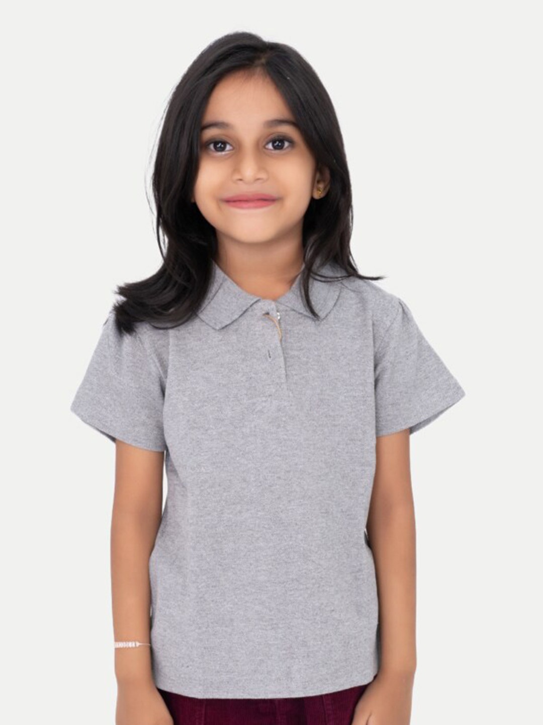 

BAESD Girls Polo Collar Cotton T-shirt, Grey