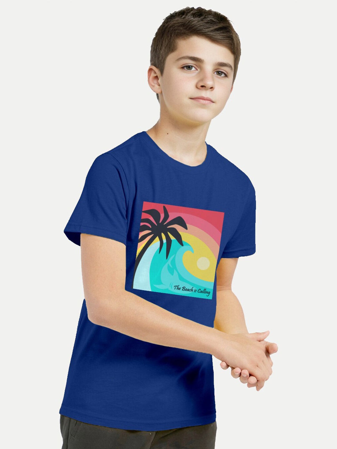 

BAESD Boys Graphic Printed Crew Neck Cotton T-shirt, Blue