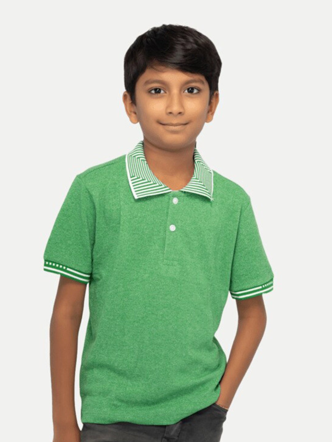 

BAESD Boys Polo Collar Slim Fit Cotton T-shirt, Green