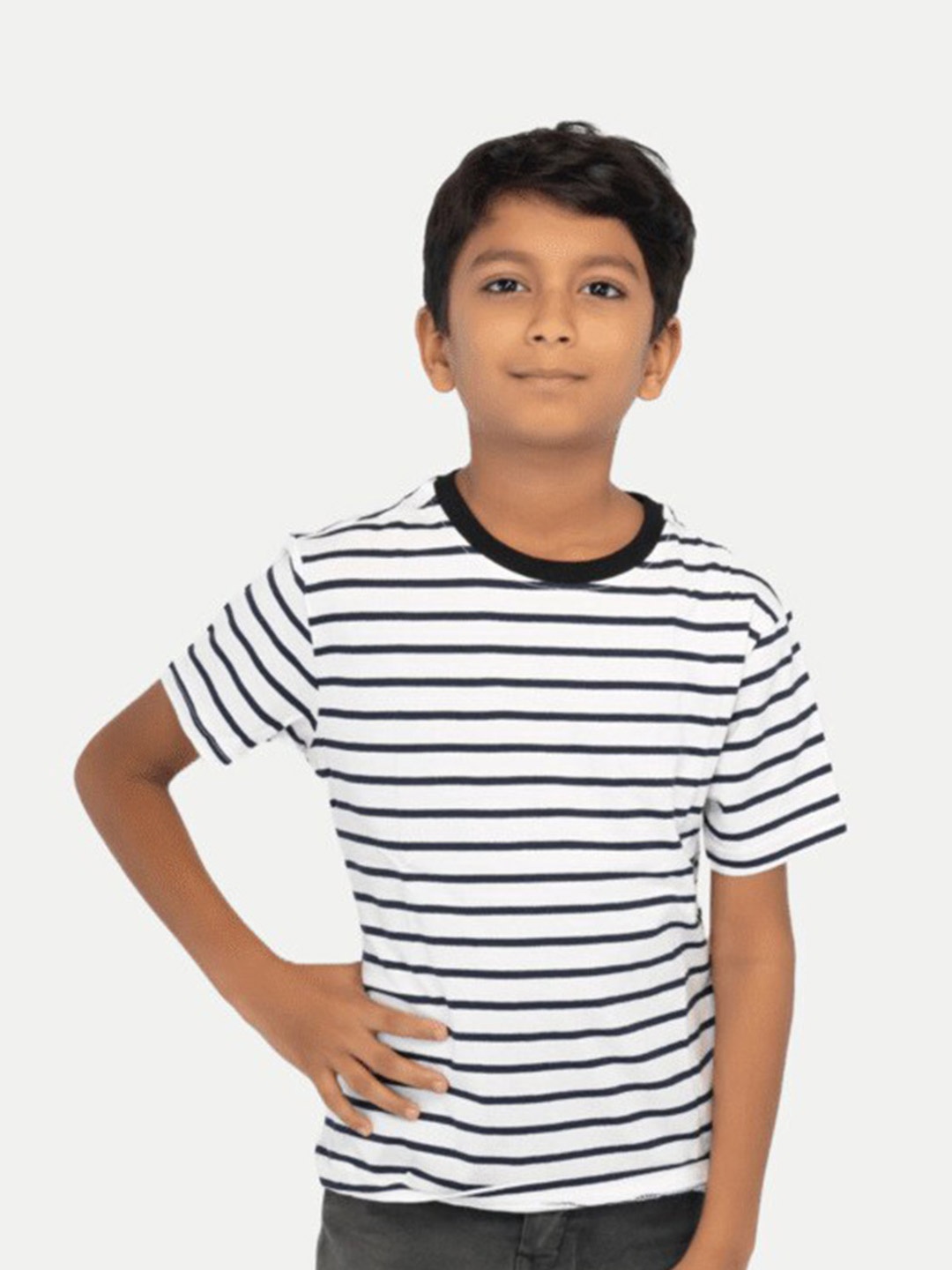 

BAESD Boys Striped Crew Neck Pure Cotton T-shirt, Black