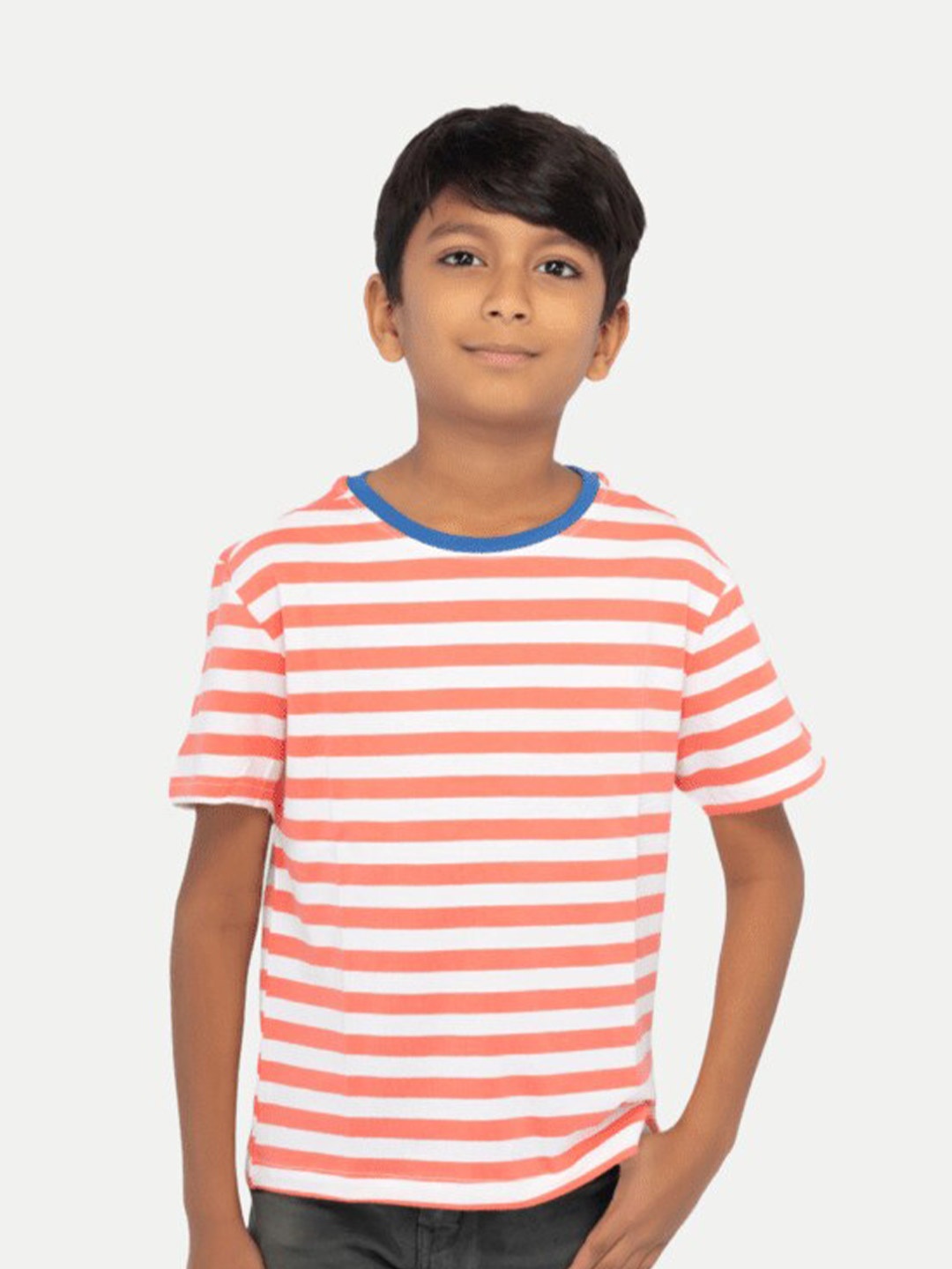 

BAESD Boys Striped Crew Neck Pure Cotton T-shirt, Red