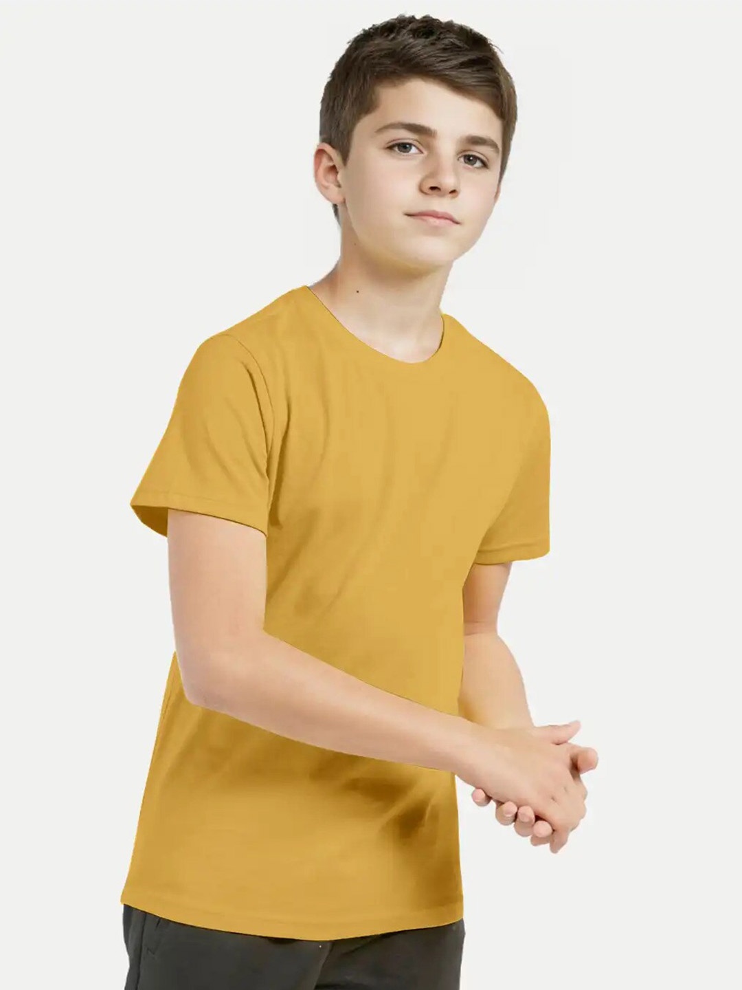 

BAESD Boys Round Neck Cotton T-shirt, Yellow