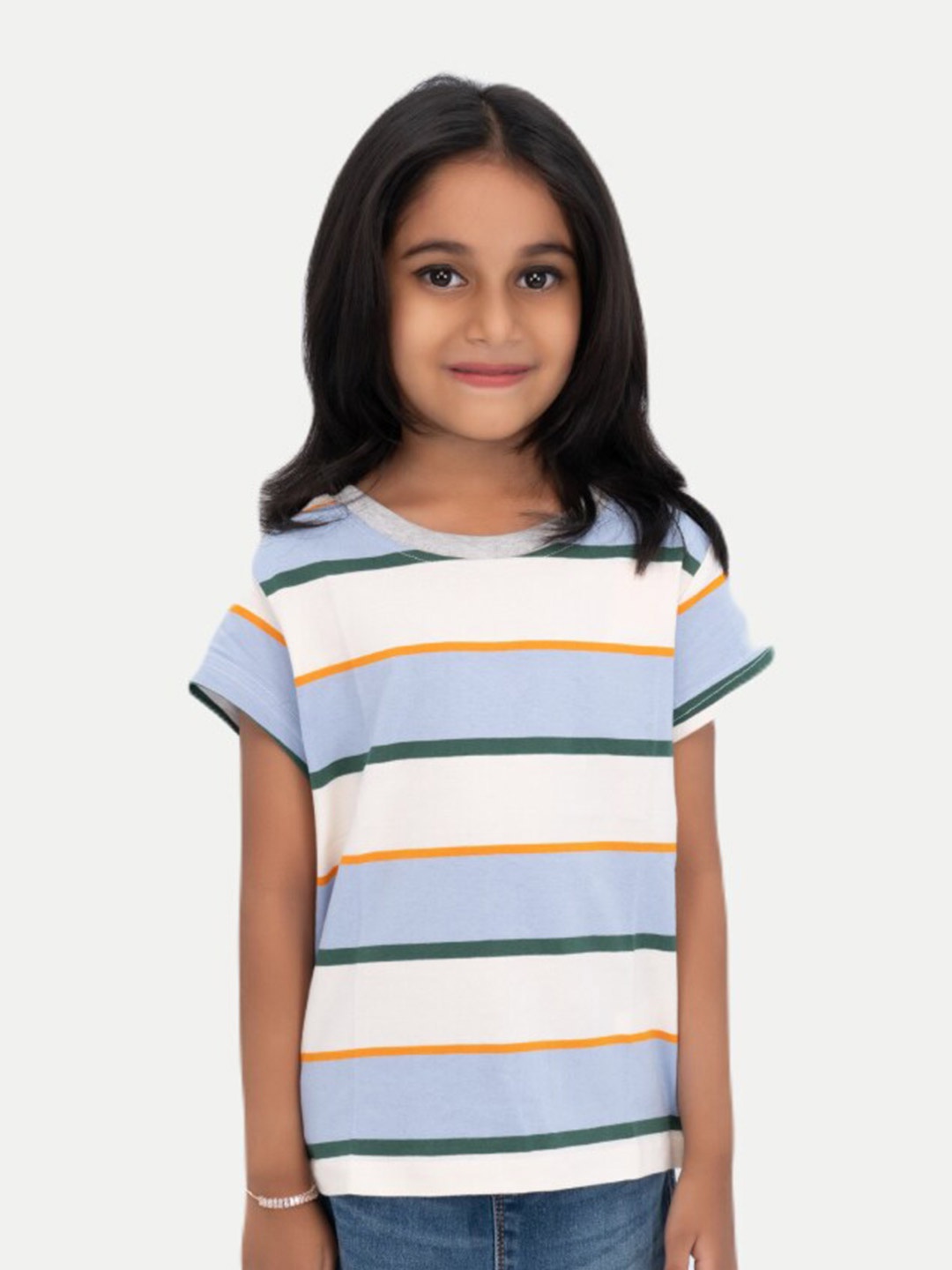 

BAESD Girls Striped Pure Cotton T-shirt, Blue