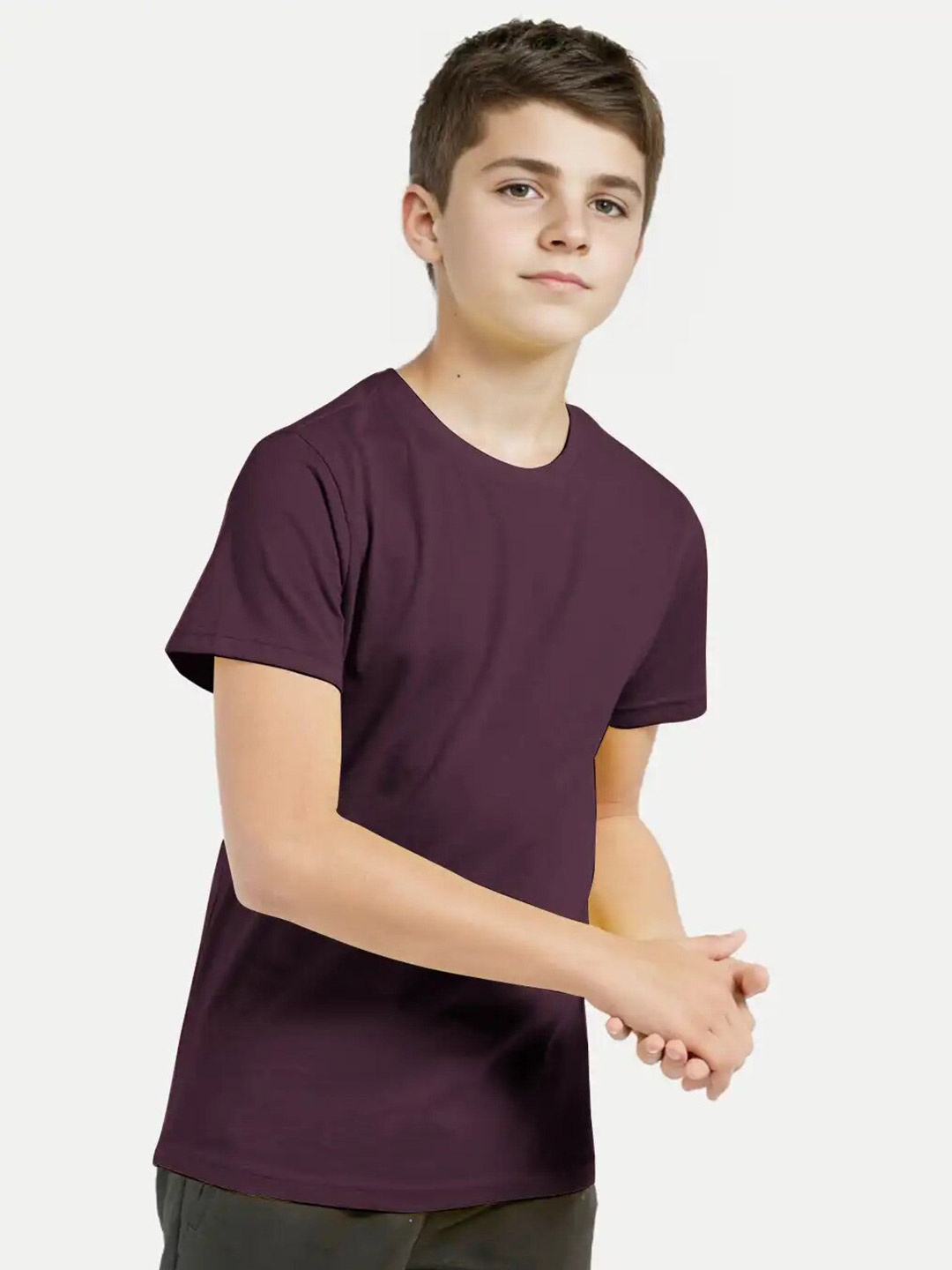 

BAESD Boys Round Neck Cotton T-shirt, Purple