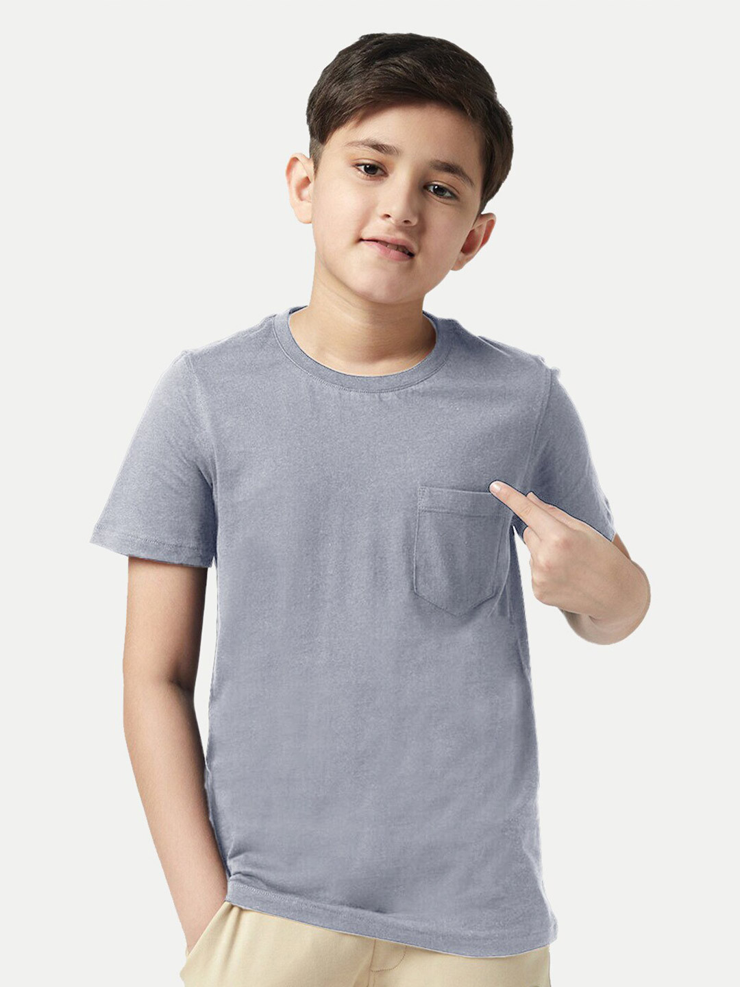 

BAESD Boys Short Sleeves Round Neck Cotton T-shirt, Grey