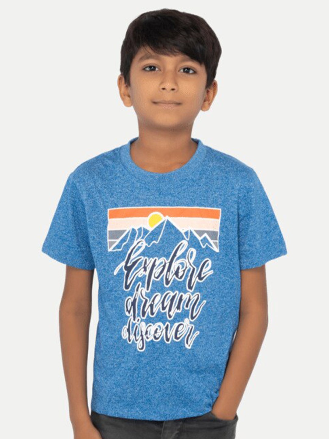 

BAESD Boys Graphic Printed Cotton T-shirt, Blue
