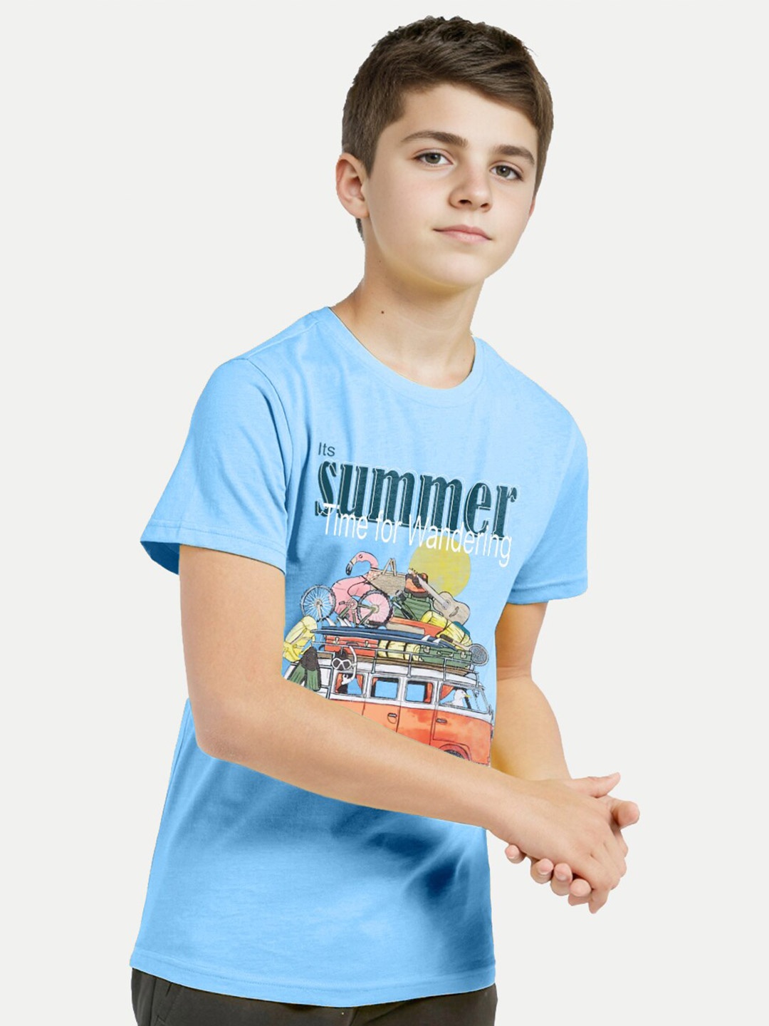 

BAESD Boys Typography Printed Cotton T-shirt, Blue