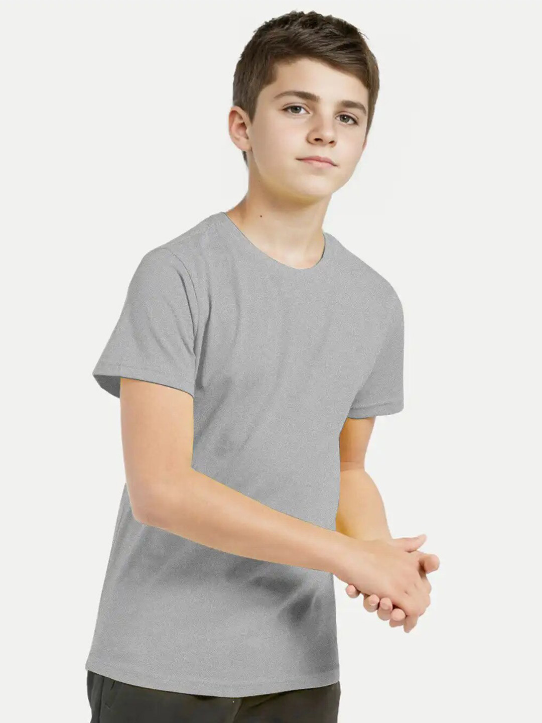 

BAESD Boys Round Neck Cotton T-shirt, Grey