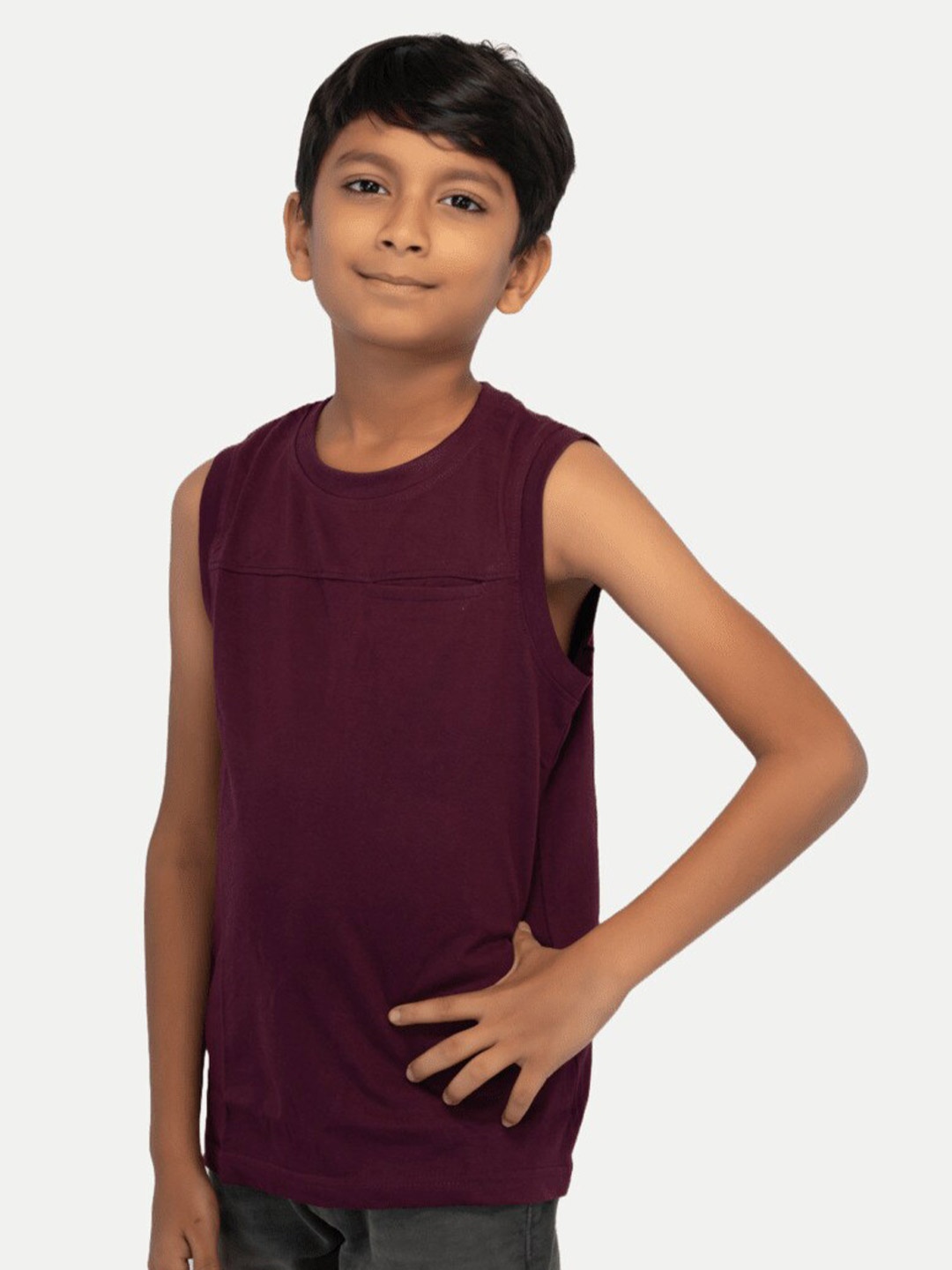 

BAESD Boys Round Neck Sleeveless Cotton Tank T-shirt, Maroon