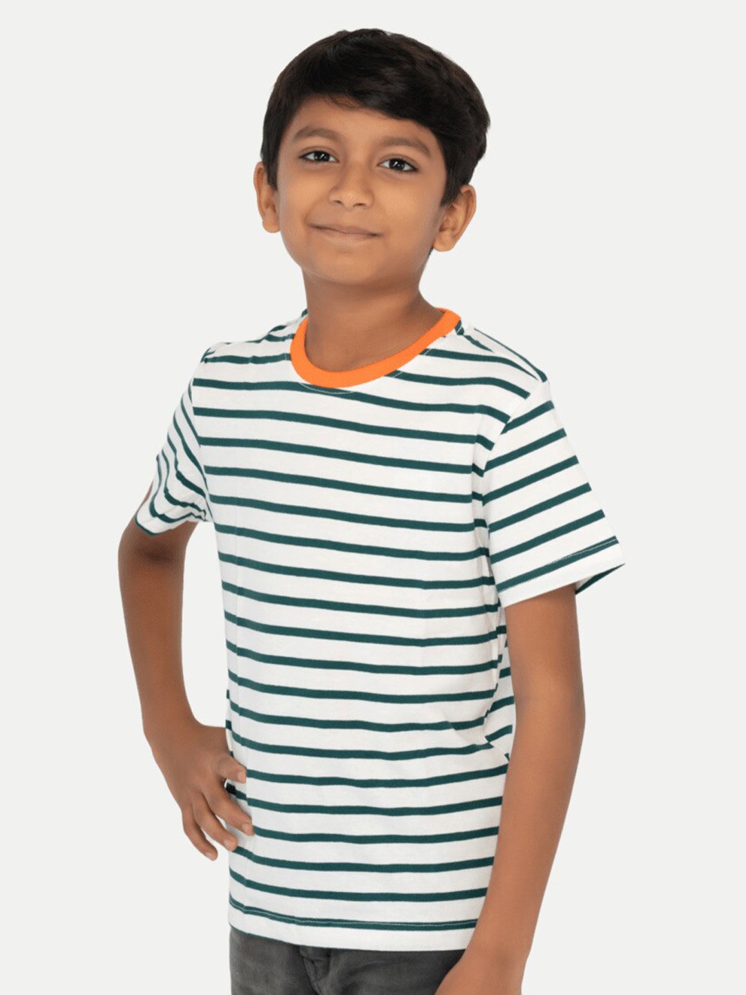 

BAESD Boys Striped Pure Cotton T-shirt, White