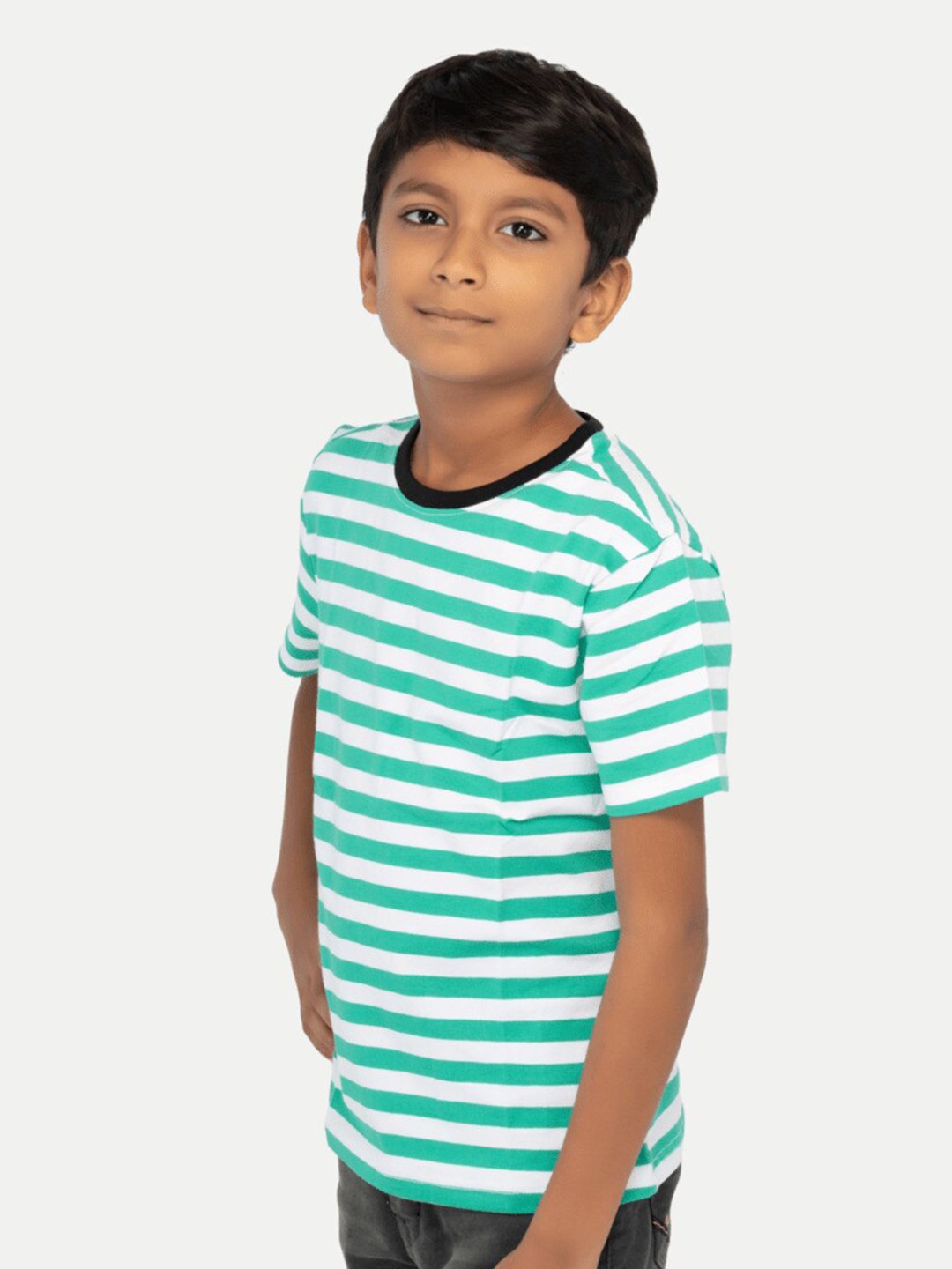 

BAESD Boys Striped Pure Cotton T-shirt, Green