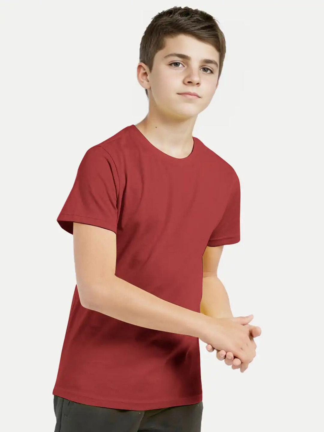 

BAESD Boys Round Neck Cotton T-shirt, Red