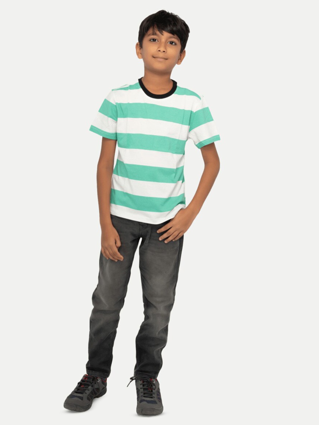 

BAESD Boys Striped Pure Cotton T-shirt, Green