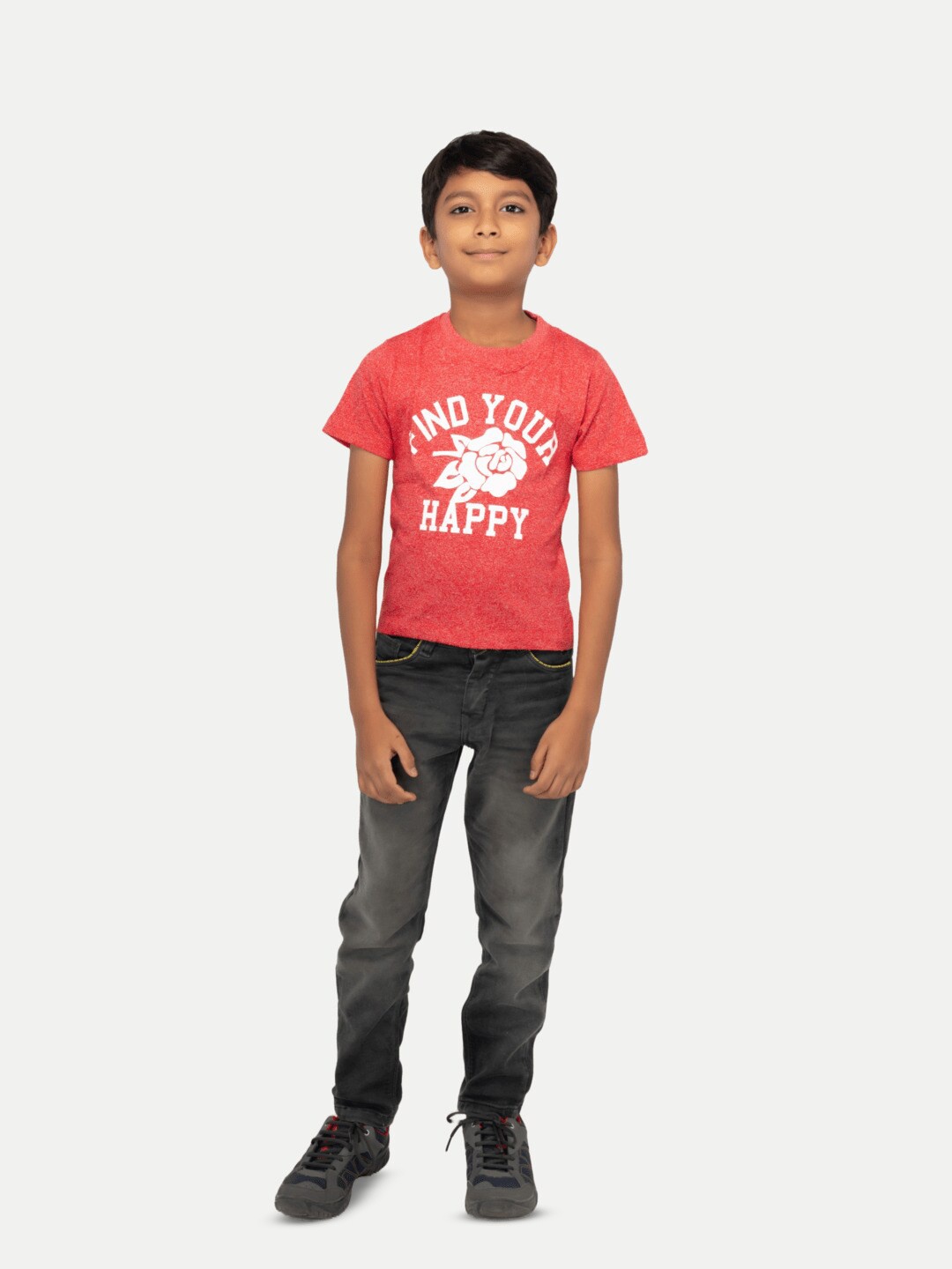 

BAESD Boys Typography Printed Slim Fit Crew Neck T-shirt, Red