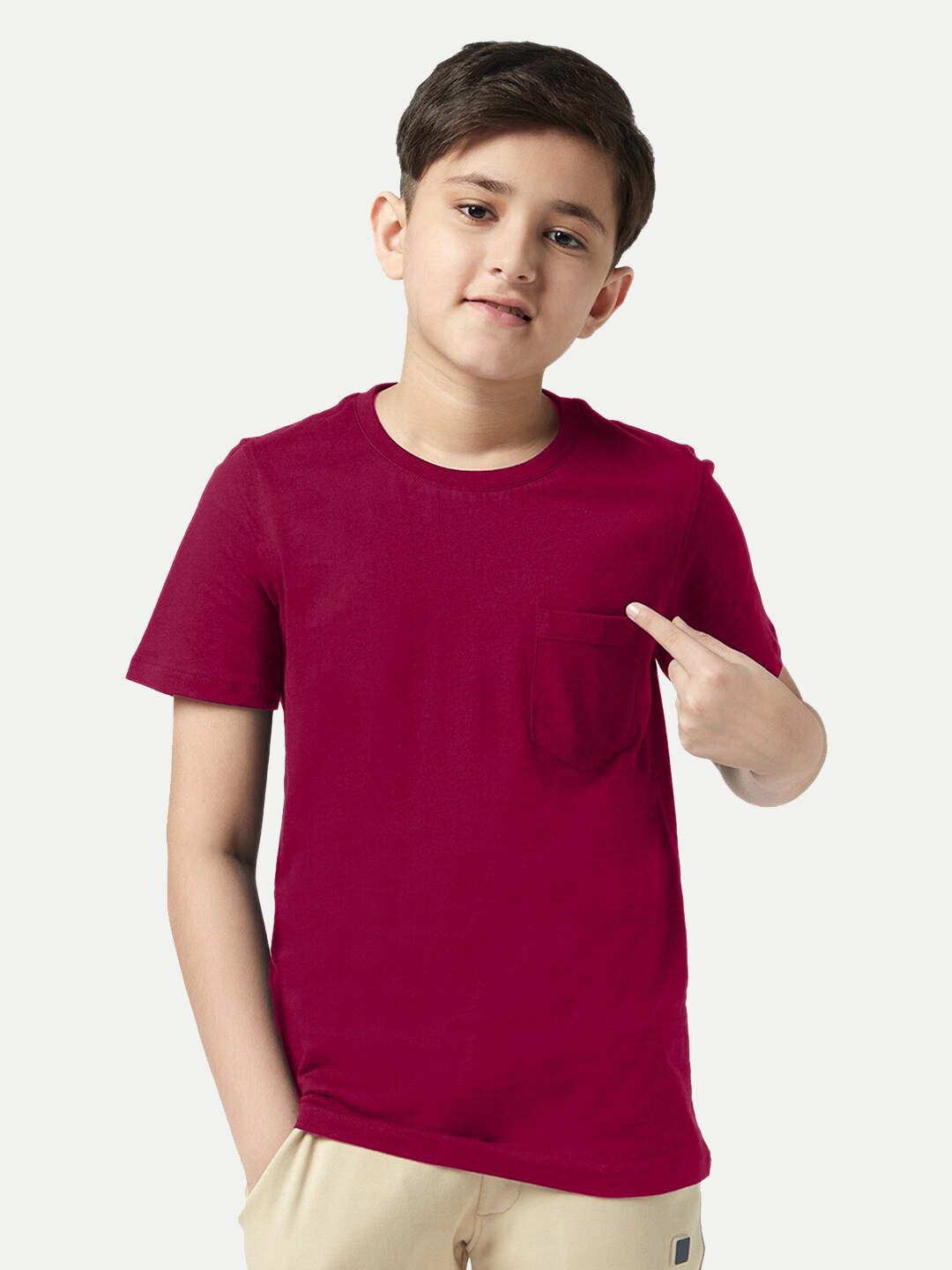 

BAESD Boys Round Neck Cotton T-shirt, Maroon