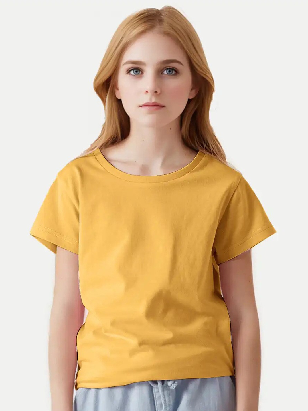 

BAESD Girls Short Sleeves Crew Neck Cotton T-shirt, Yellow